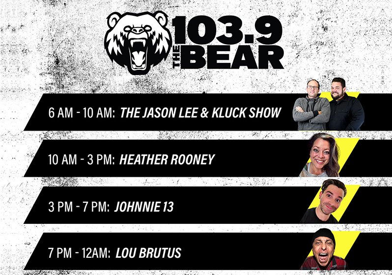 Real Rock 103.9 The Bear is home to South Bend's #1 morning show, The Jason Lee & Kluck Show. The Bear is active in engaging its audience through concerts and events like The Big Growl, The Ultimate Tailgate Party, Stuff-A-Bus, and more! From Metallica, Linkin Park, and Nirvana to AC/DC, Pearl Jam and Disturbed, 103.9 The Bear caters to a fiercely loyal fan base. These listeners not only have a deep passion for rock music, but also a strong attachment to the brands they trust. Whether it's their preferred shopping spots, choice of vehicles, or the beverages they savor, Bear fans are devoted to their favorites. Advertisers partnering with The Bear, understand the immense value of earning the trust of these dedicated listeners, knowing that a loyal Bear listener often becomes a lifelong customer.